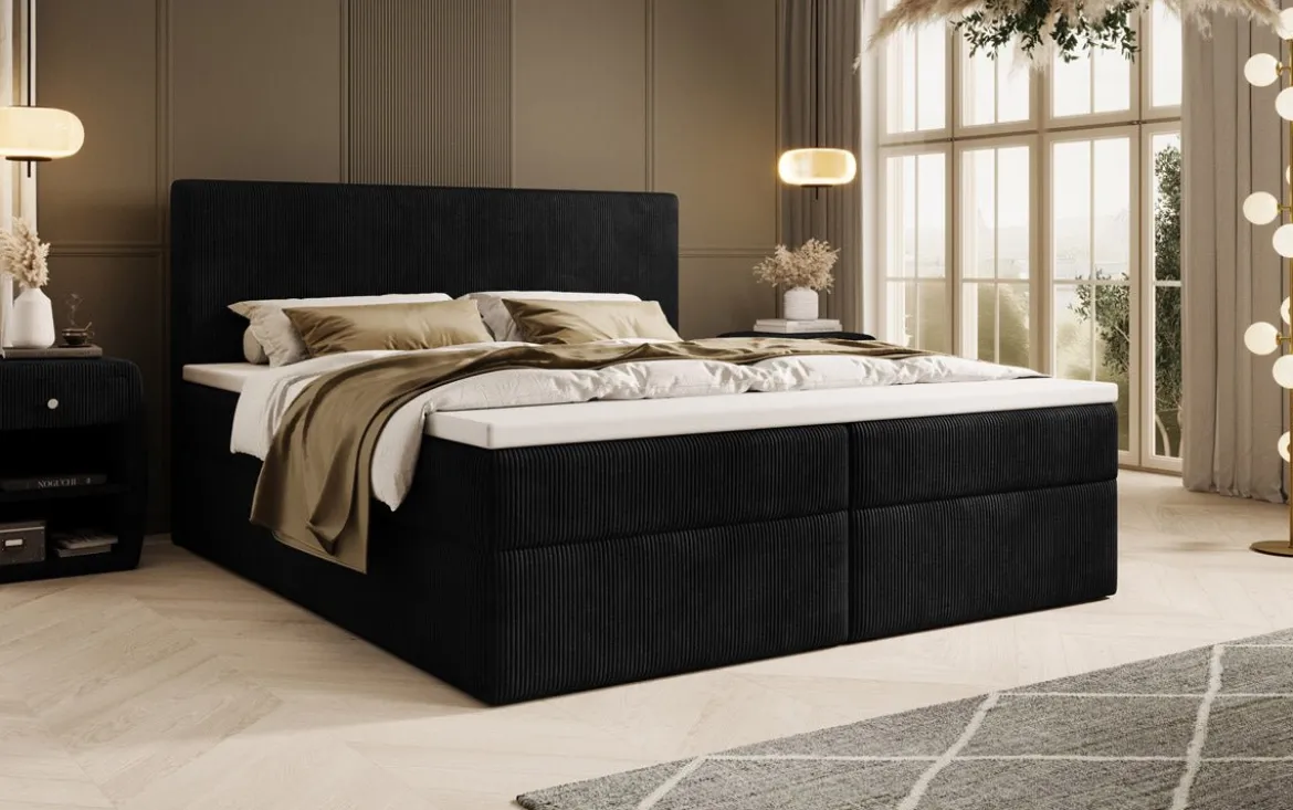 Boxspringbett Soft in Cord mit Stauraum