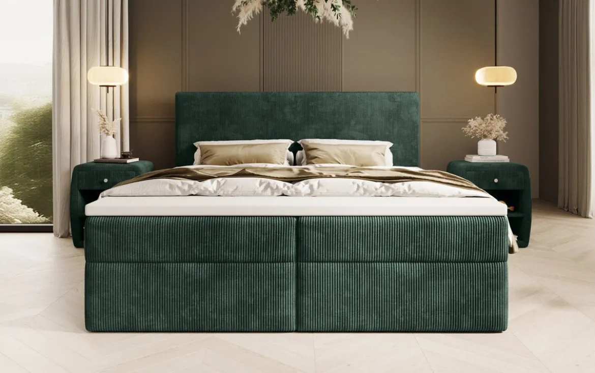 Boxspringbett Soft in Cord mit Stauraum