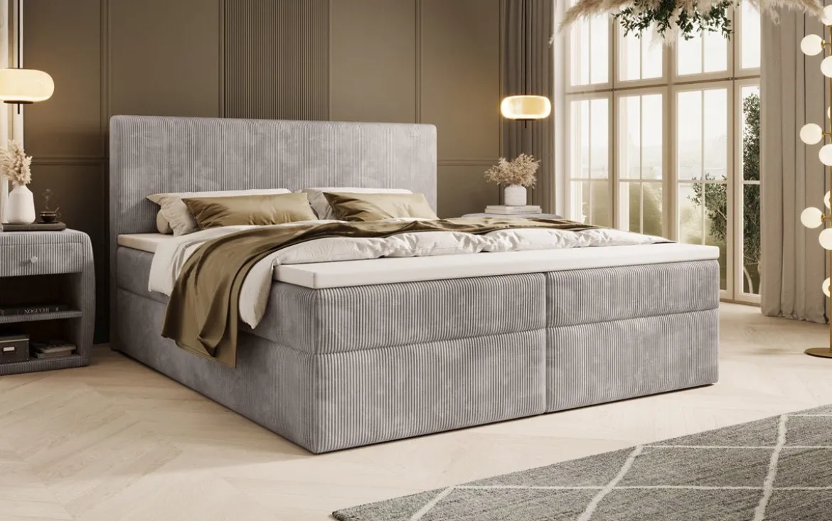 Boxspringbett Soft in Cord mit Stauraum
