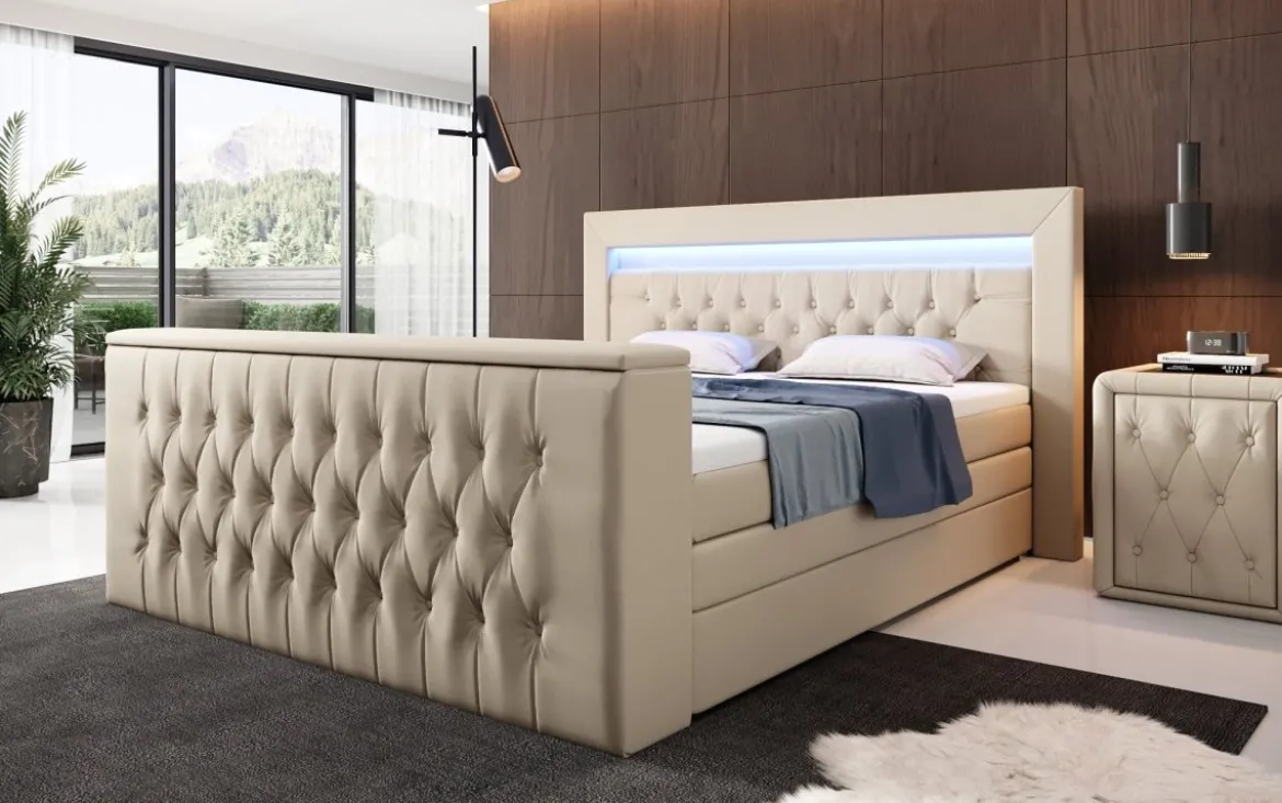 Boxspringbett Sonino mit TV Lift, RGB und Stauraum