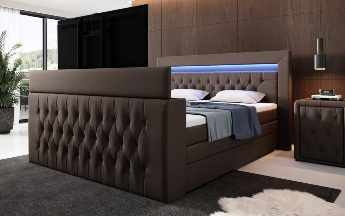 Boxspringbett Sonino mit TV Lift, RGB und Stauraum