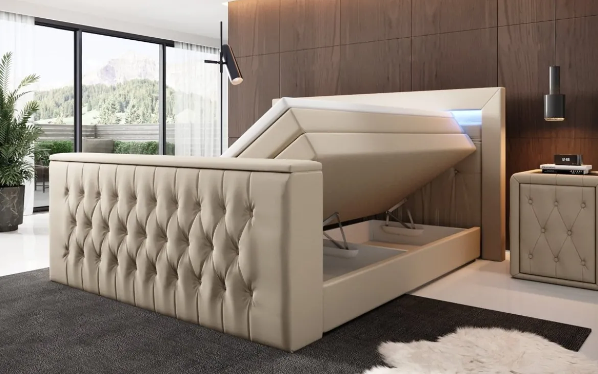 Boxspringbett Sonino mit TV Lift, RGB und Stauraum