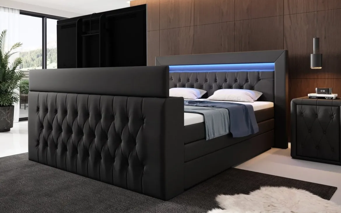 Boxspringbett Sonino mit TV Lift, RGB und Stauraum