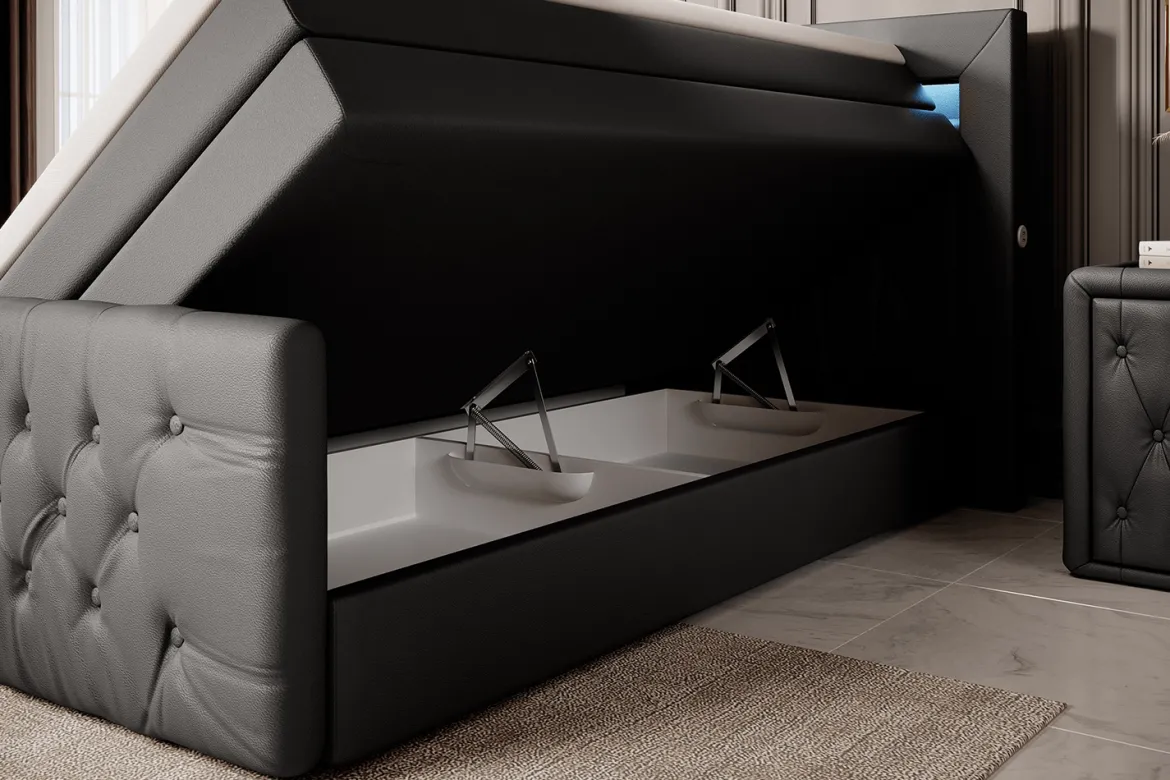 Boxspringbett Sonno mit RGB, USB und Stauraum