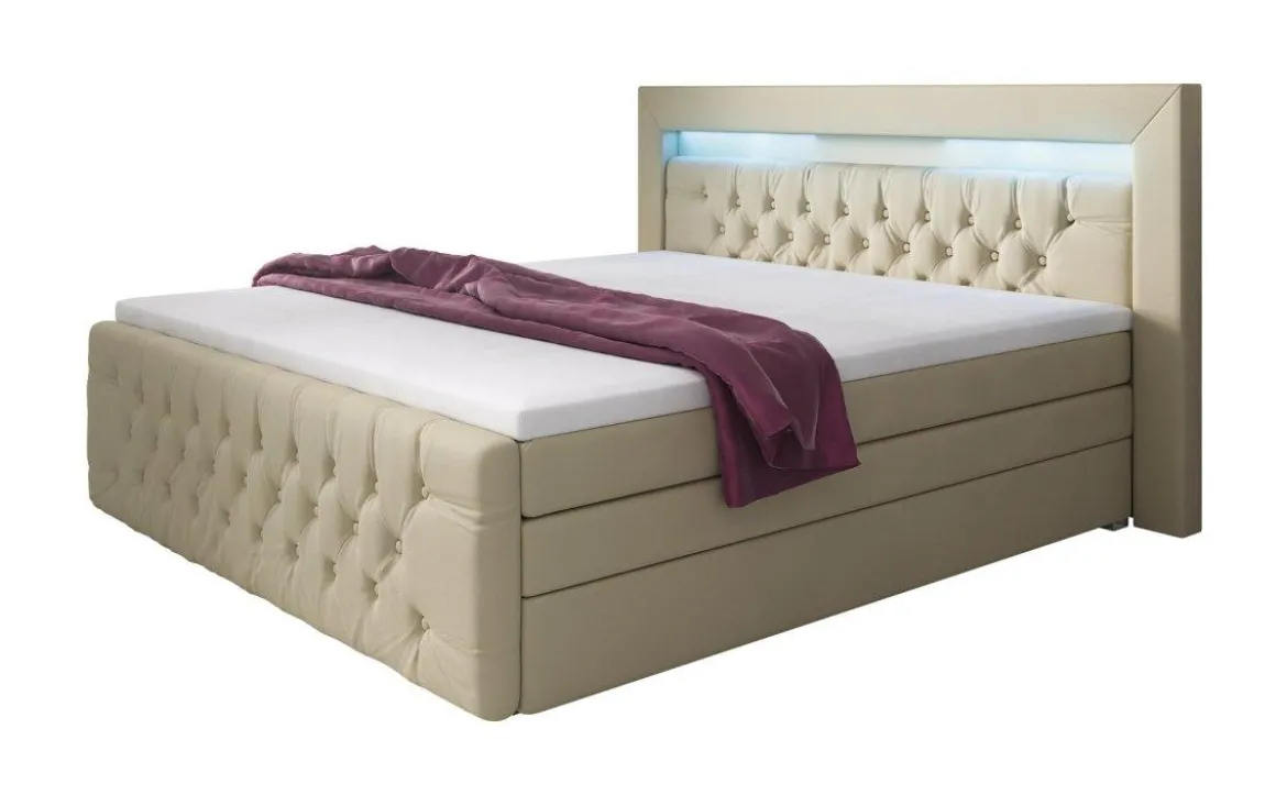 Boxspringbett Sonno mit RGB, USB und Stauraum