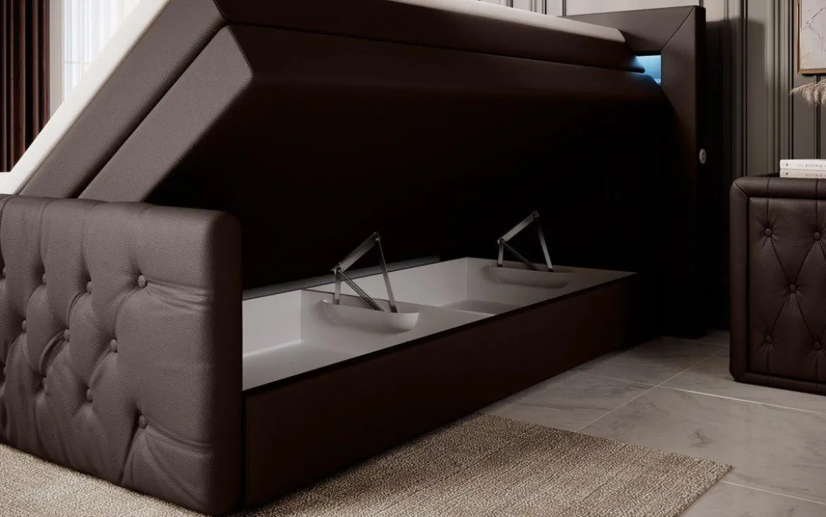 Boxspringbett Sonno mit RGB, USB und Stauraum
