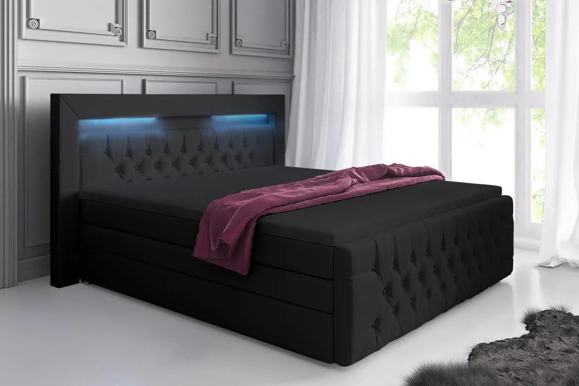 Boxspringbett Sonno mit RGB, USB und Stauraum
