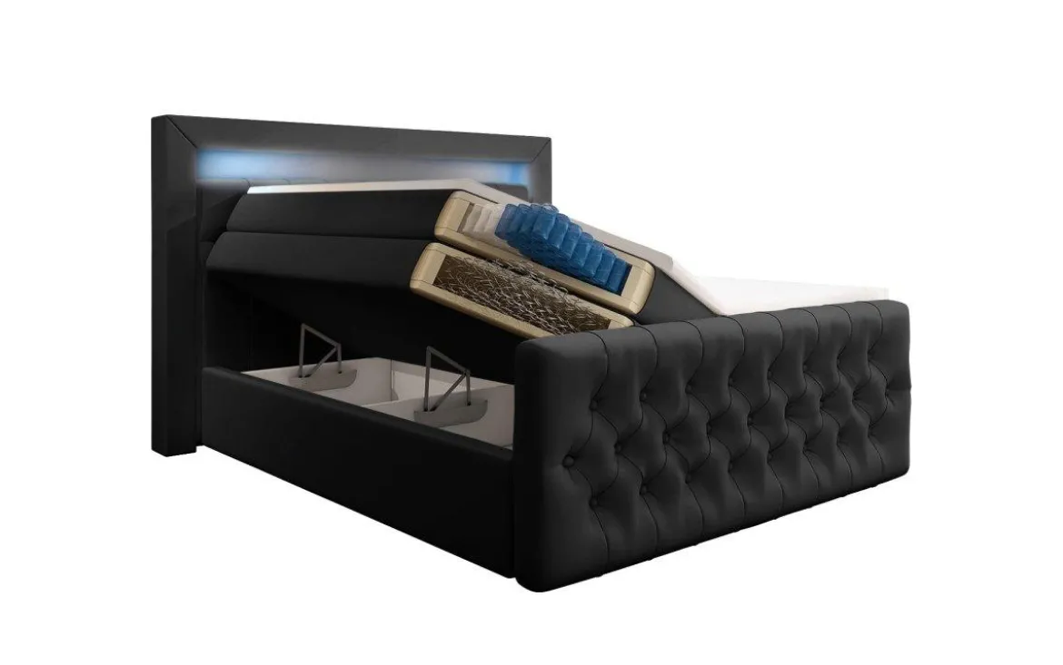 Boxspringbett Sonno mit RGB, USB und Stauraum