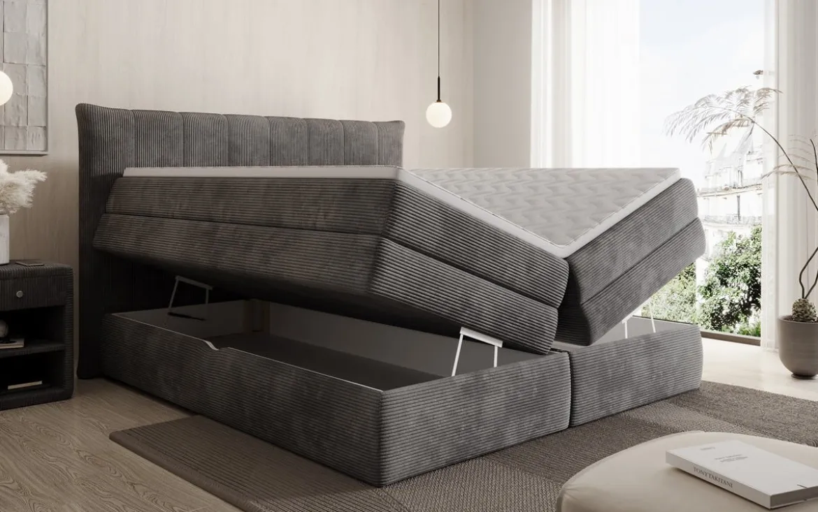 Boxspringbett Stella mit Stauraum in Cord