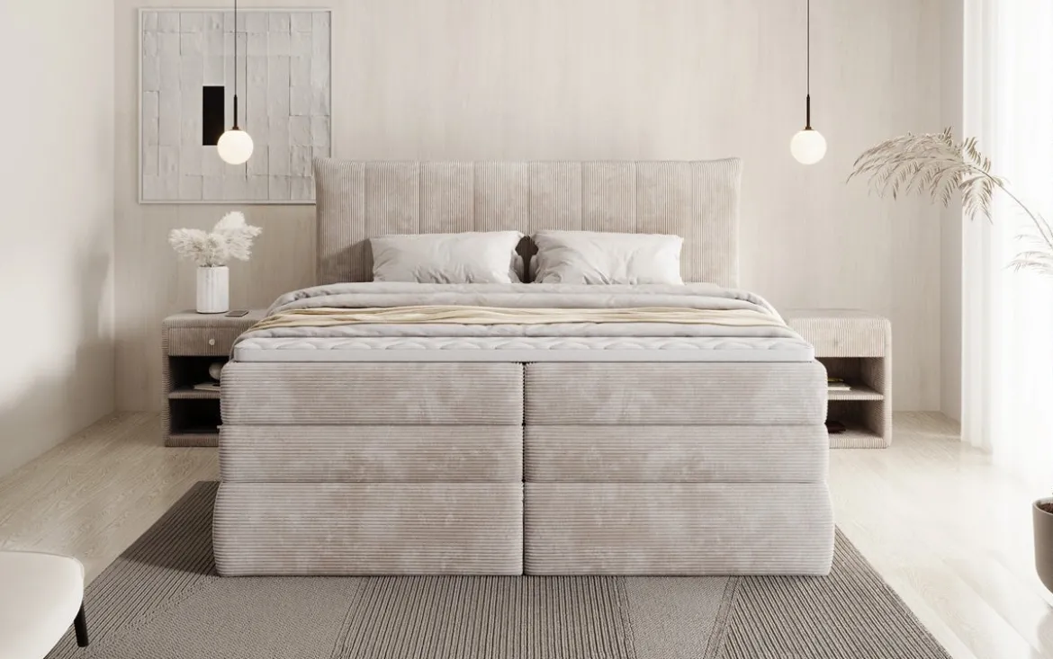 Boxspringbett Stella mit Stauraum in Cord