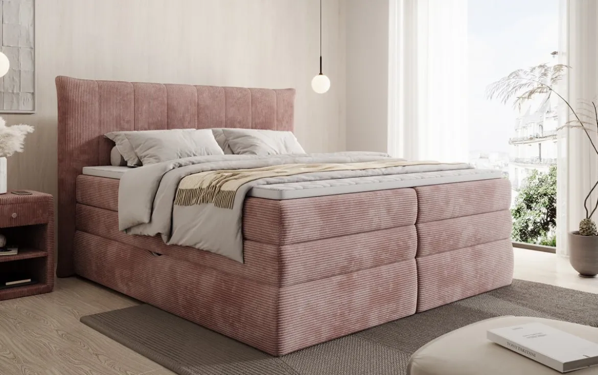 Boxspringbett Stella mit Stauraum in Cord