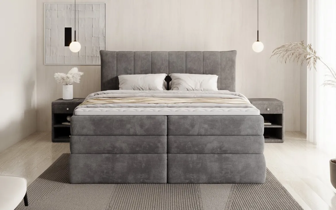 Boxspringbett Stella mit Stauraum in Cord