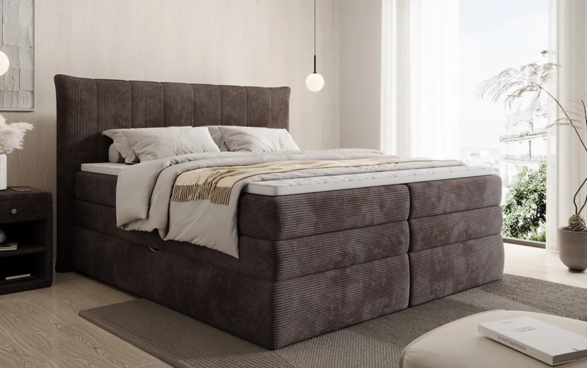 Boxspringbett Stella mit Stauraum in Cord