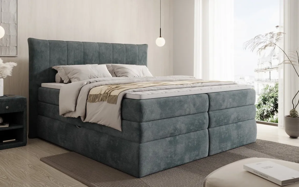Boxspringbett Stella mit Stauraum in Cord