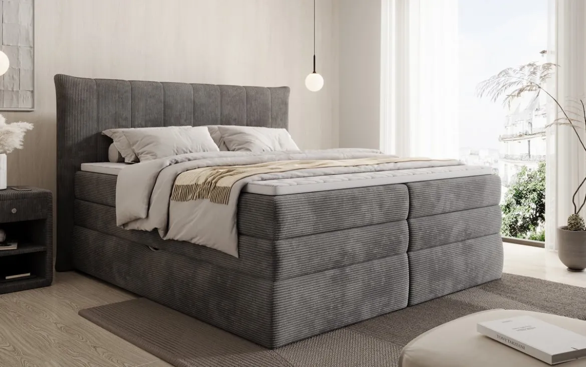Boxspringbett Stella mit Stauraum in Cord