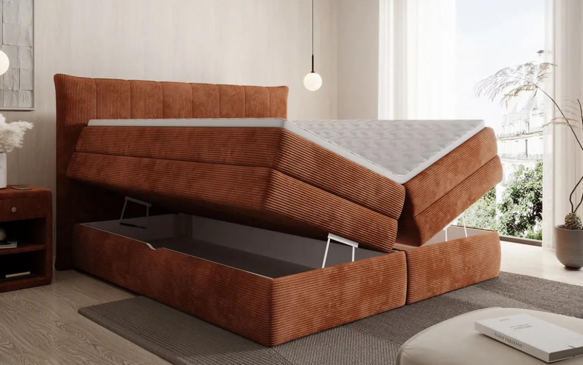 Boxspringbett Stella mit Stauraum in Cord
