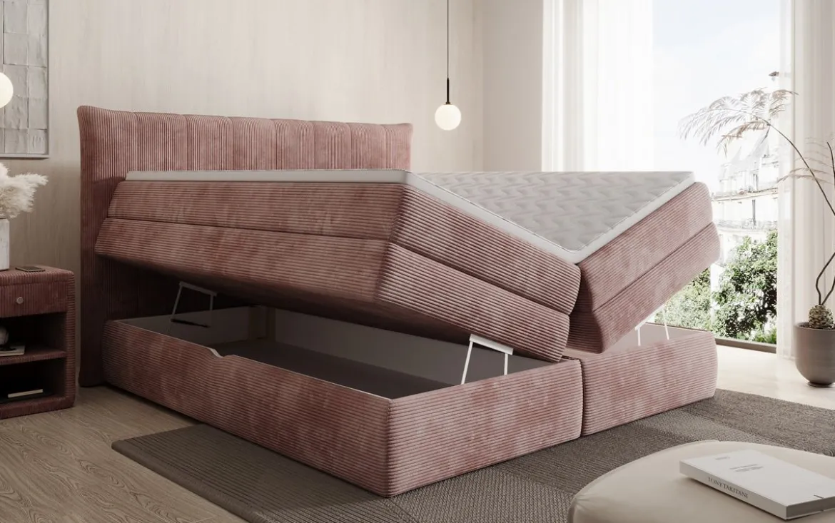 Boxspringbett Stella mit Stauraum in Cord
