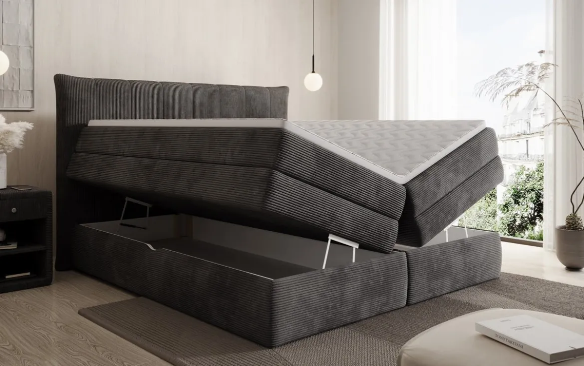 Boxspringbett Stella mit Stauraum in Cord