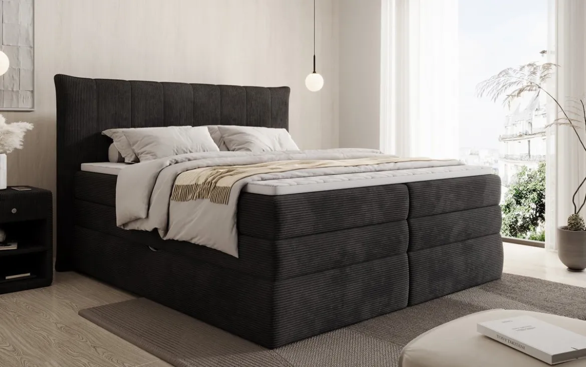 Boxspringbett Stella mit Stauraum in Cord