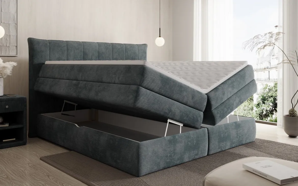 Boxspringbett Stella mit Stauraum in Cord