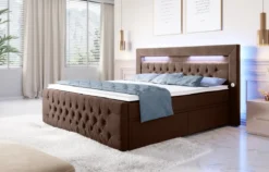 Boxspringbett Sunshine mit indirekter Beleuchtung, USB und Stauraum
