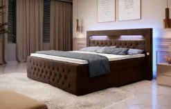 Boxspringbett Sunshine mit indirekter Beleuchtung, USB und Stauraum