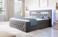 Boxspringbett Sunshine mit indirekter Beleuchtung, USB und Stauraum