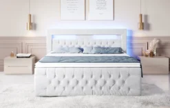 Boxspringbett Sunshine mit indirekter Beleuchtung, USB und Stauraum