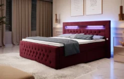 Boxspringbett Sunshine mit indirekter Beleuchtung, USB und Stauraum