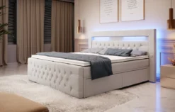 Boxspringbett Sunshine mit indirekter Beleuchtung, USB und Stauraum