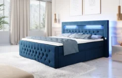 Boxspringbett Sunshine mit indirekter Beleuchtung, USB und Stauraum