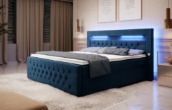 Boxspringbett Sunshine mit indirekter Beleuchtung, USB und Stauraum