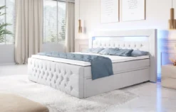 Boxspringbett Sunshine mit indirekter Beleuchtung, USB und Stauraum