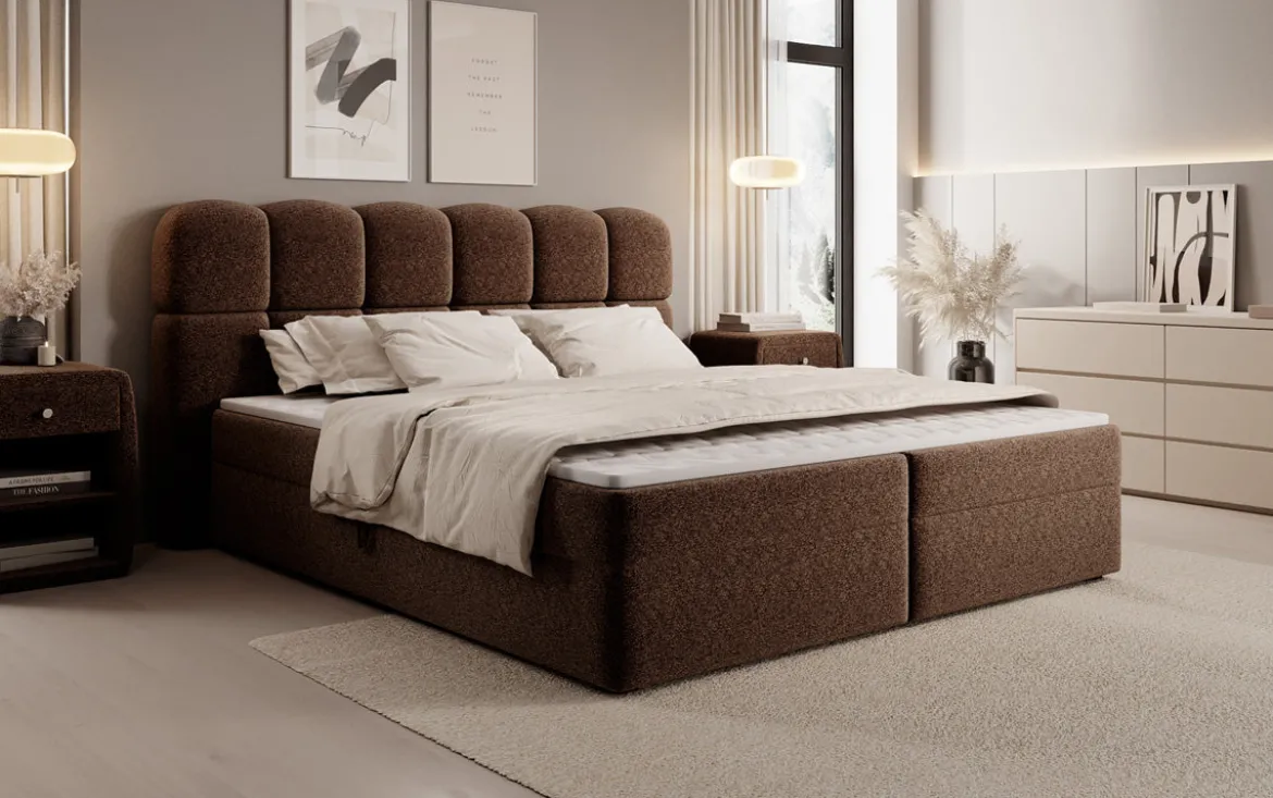 Boxspringbett Tilde in Strukturstoff mit Stauraum