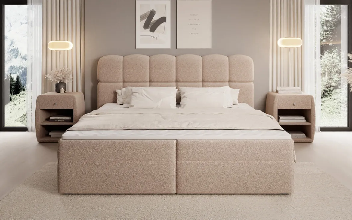 Boxspringbett Tilde in Strukturstoff mit Stauraum