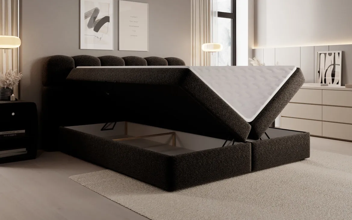 Boxspringbett Tilde in Strukturstoff mit Stauraum