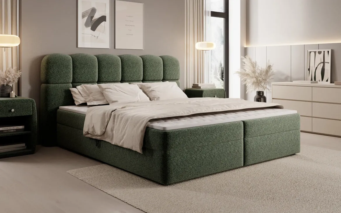 Boxspringbett Tilde in Strukturstoff mit Stauraum