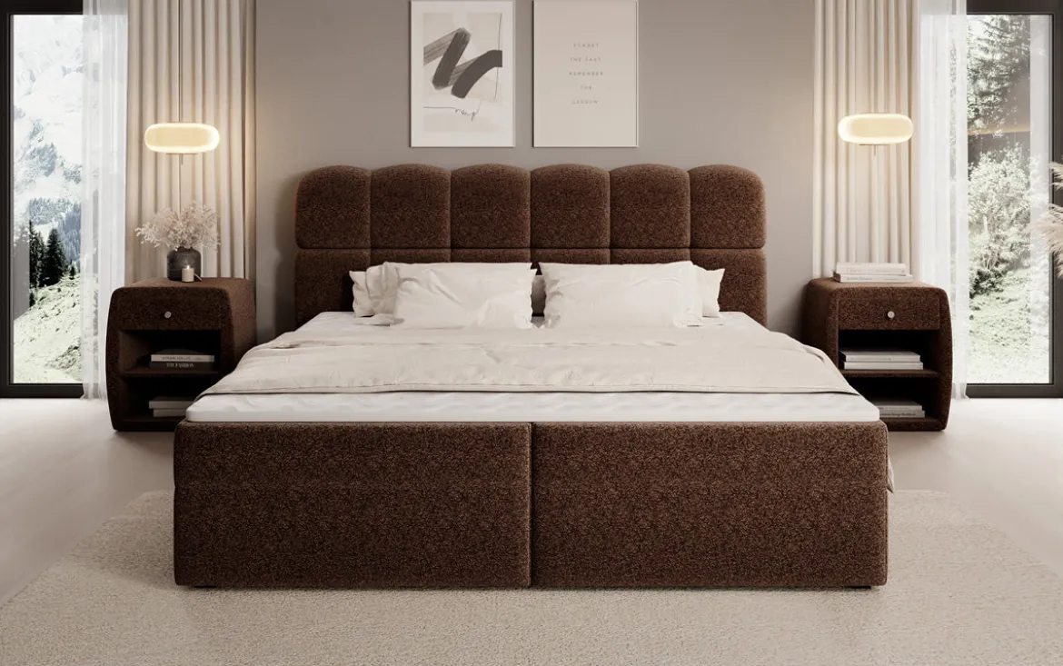 Boxspringbett Tilde in Strukturstoff mit Stauraum