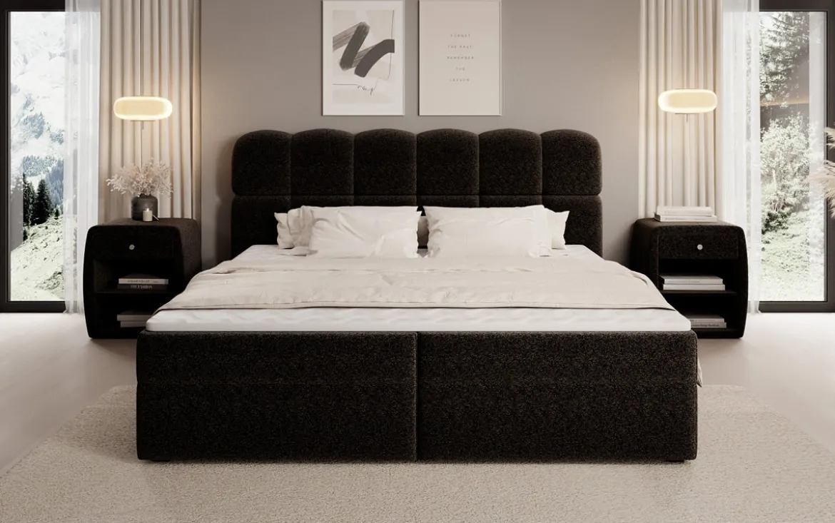 Boxspringbett Tilde in Strukturstoff mit Stauraum