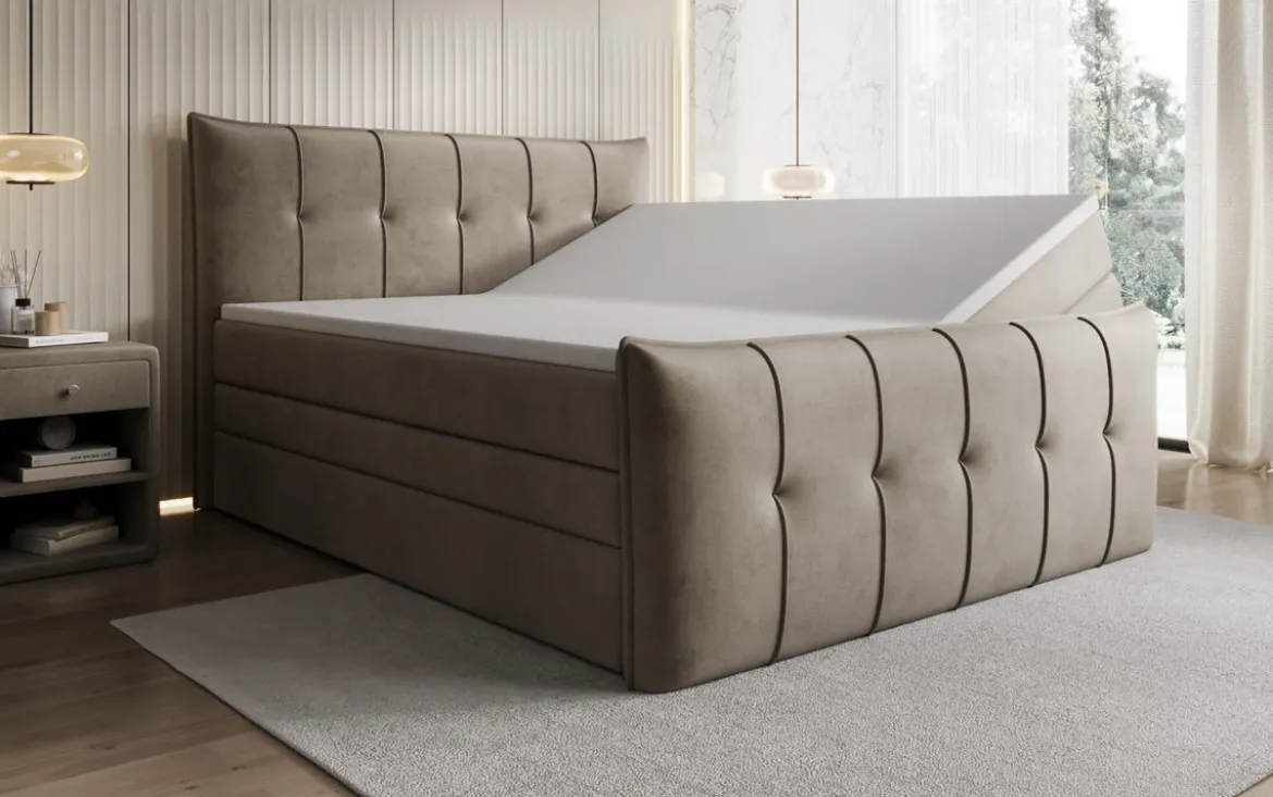 Boxspringbett Treviso mit Stauraum in Samt