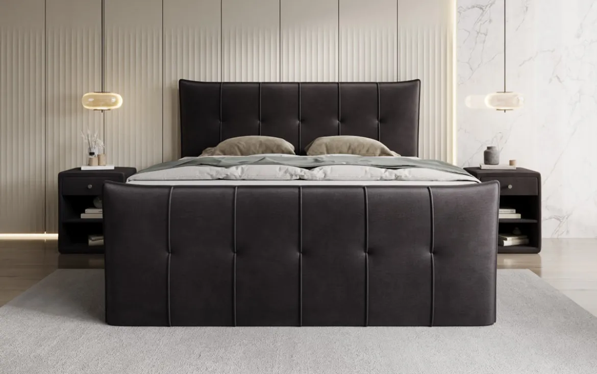 Boxspringbett Treviso mit Stauraum in Samt