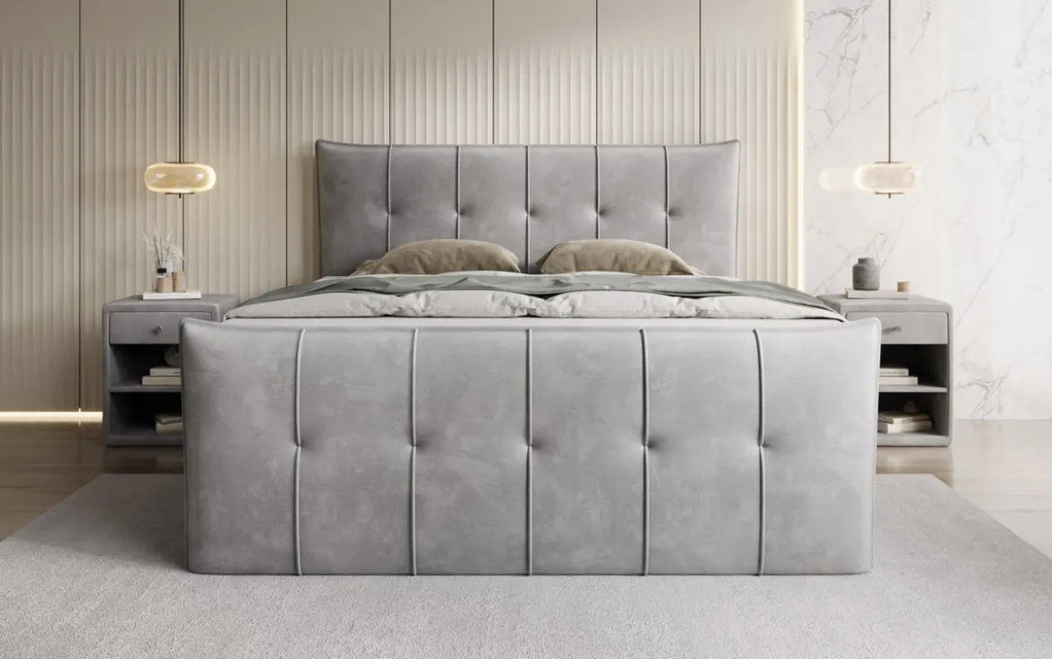 Boxspringbett Treviso mit Stauraum in Samt