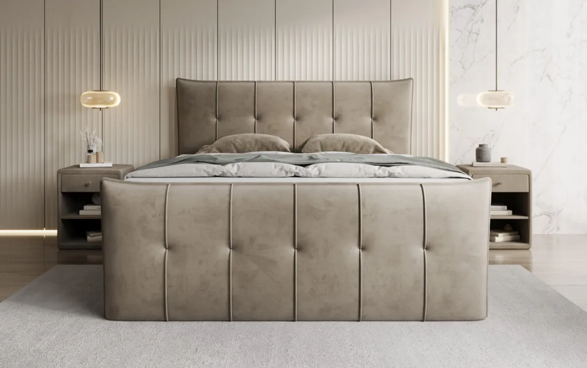 Boxspringbett Treviso mit Stauraum in Samt
