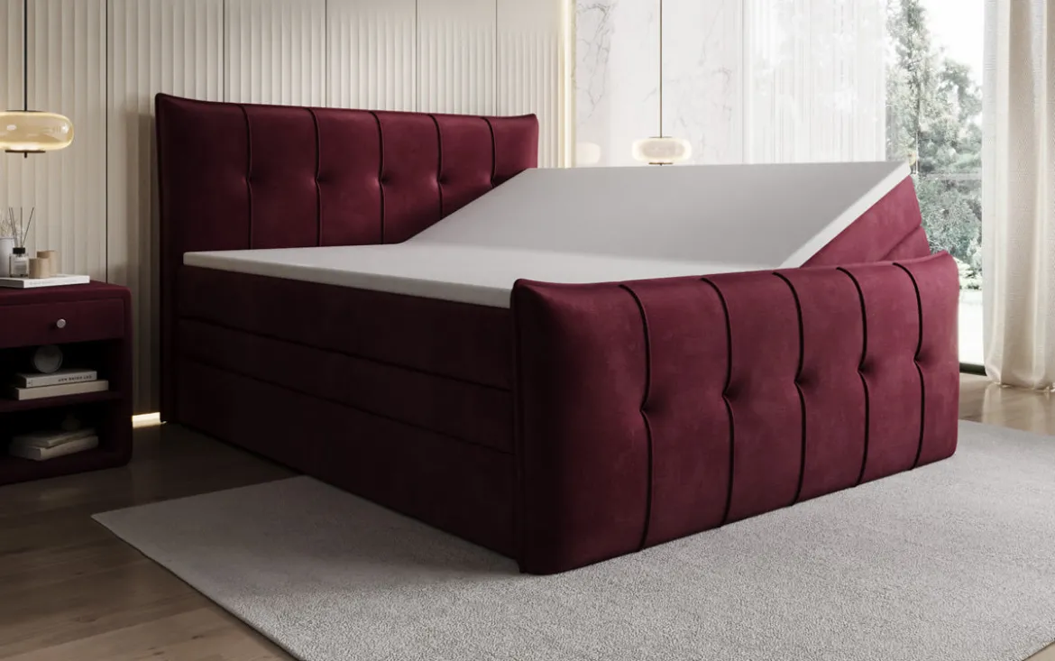 Boxspringbett Treviso mit Stauraum in Samt