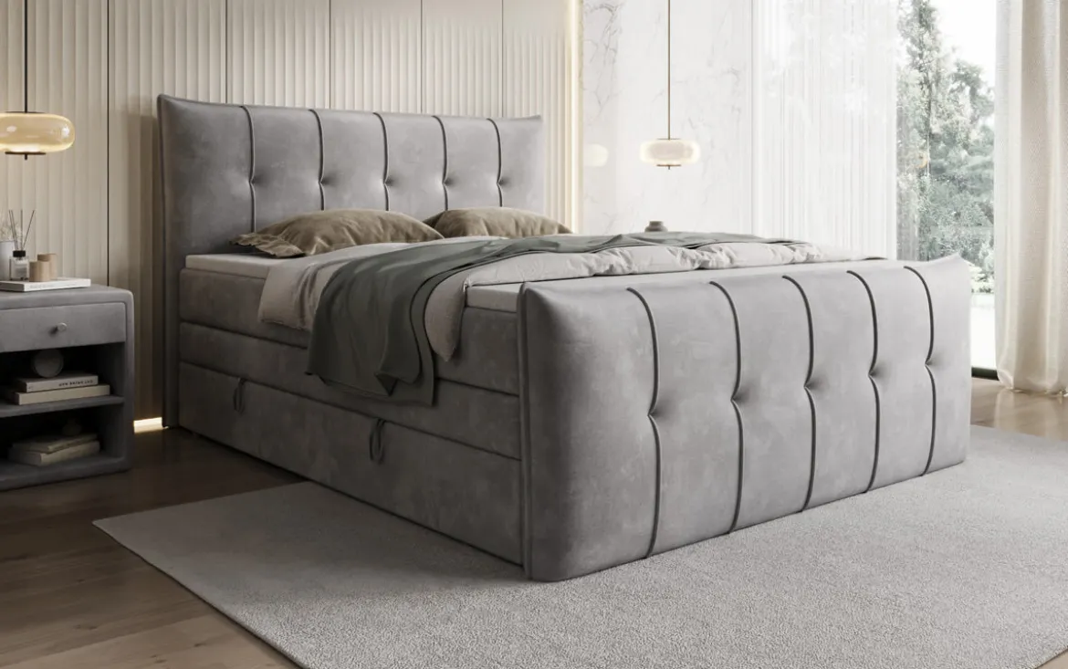 Boxspringbett Treviso mit Stauraum in Samt