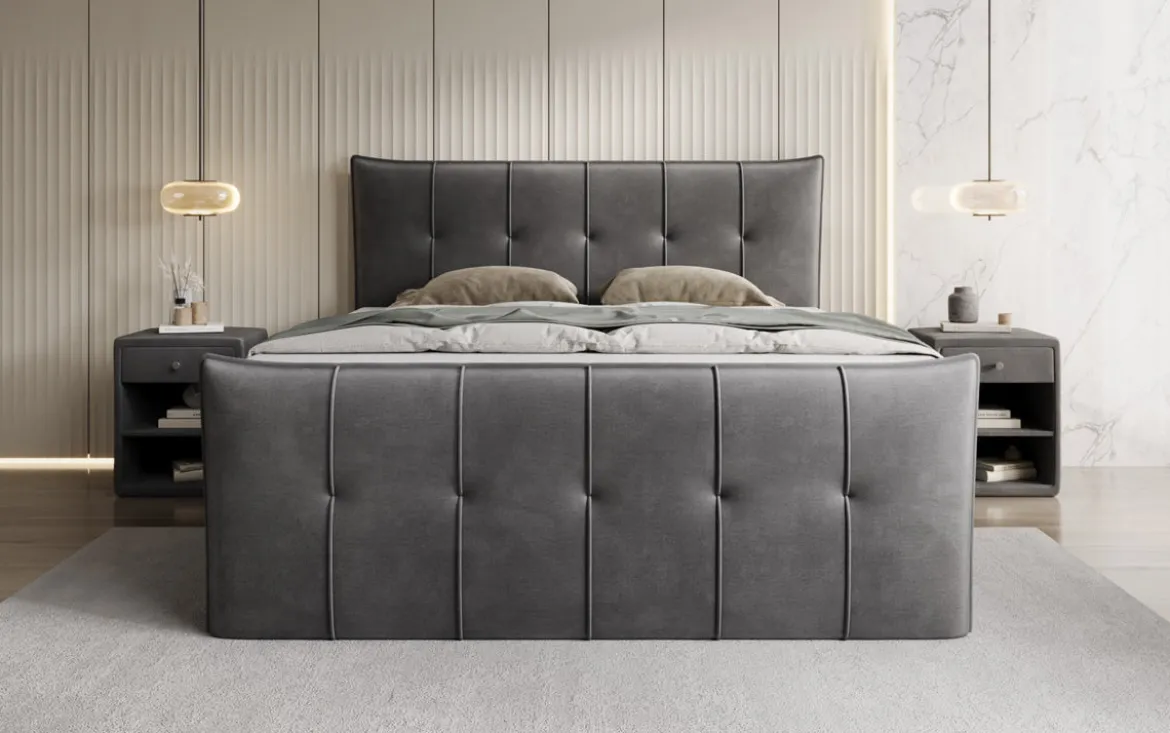 Boxspringbett Treviso mit Stauraum in Samt