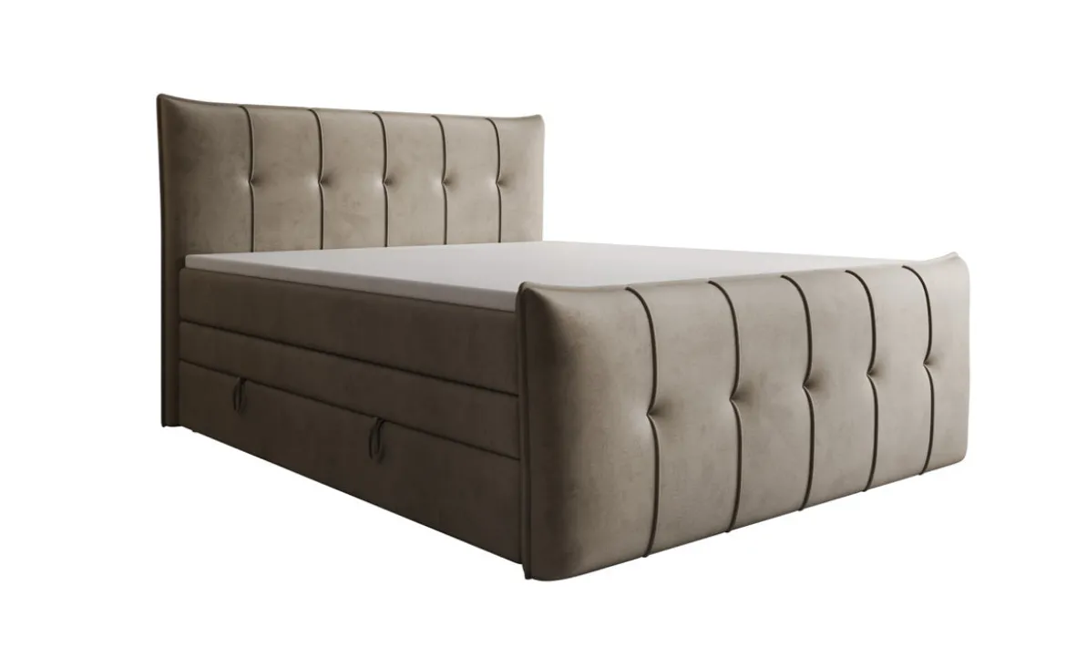 Boxspringbett Treviso mit Stauraum in Samt