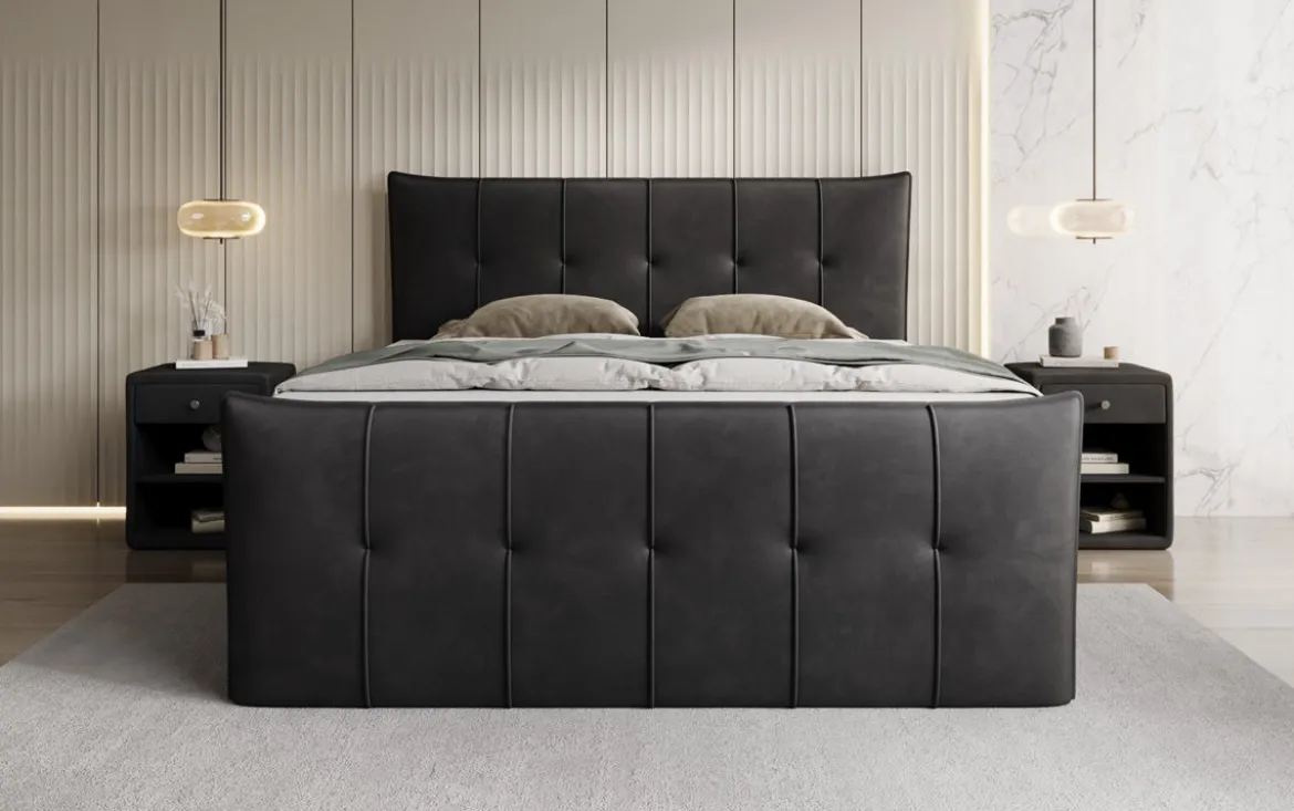 Boxspringbett Treviso mit Stauraum in Samt