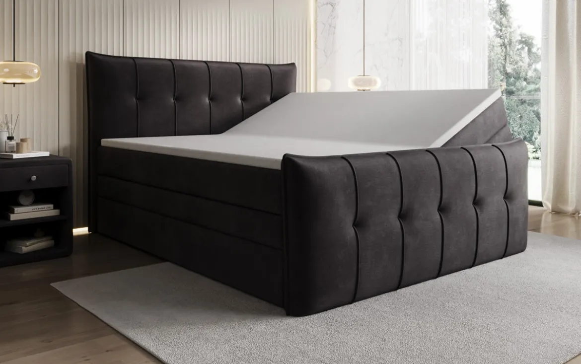 Boxspringbett Treviso mit Stauraum in Samt