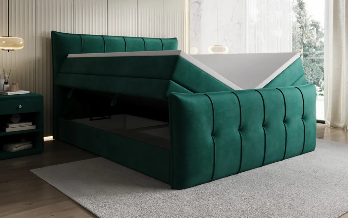 Boxspringbett Treviso mit Stauraum in Samt